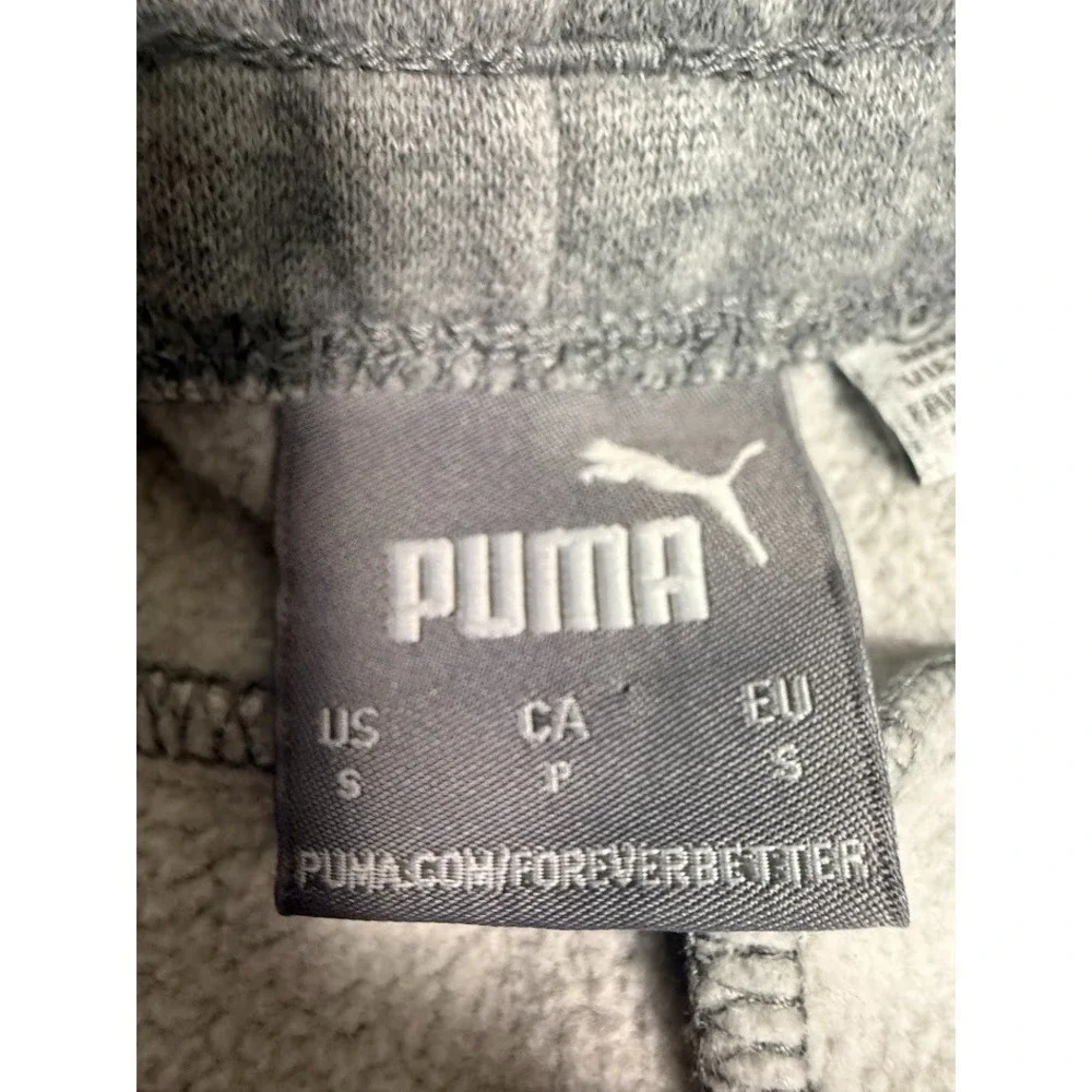 Puma Jogger Sweatpants Mens S Gray Logo Athletic Lounge Pants Pockets Drawstring